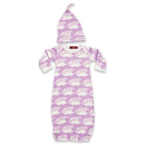 Gown & Hat Set, Lavender Hedgehog- 0-3M