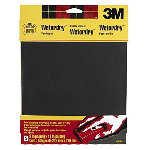 3M Wetordry Sandpaper, 9-Inch by 11-Inch, Super Fine 400 Grit, 5-Sheet, 4-PACK