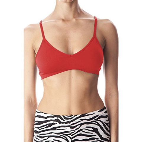 Seamless Plunging V-Neck Sport Bra - Red, One Size