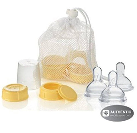 Breastmilk Bottle Spare Parts and Wide Base Nipple 3-Pack (Slow)