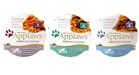 Applaws Cat Pot Tasty Sardine With Mackerel 2.12Oz and Chicken Breast With Tuna Roe and Tuna with Prawn