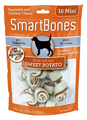 SmartBones Mini, Rawhide Free Dog Treats, Sweet Potato - 16 pack