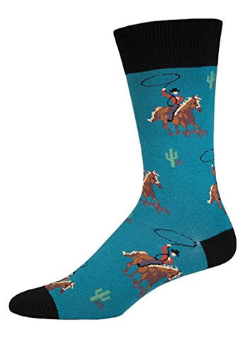 Mens Crew Socks Cowboy, Deep Teal
