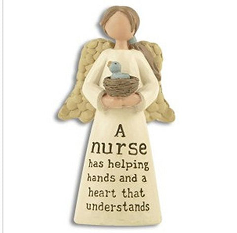 Nurse Angel with Bird Nest, 2.25in L x 4in H