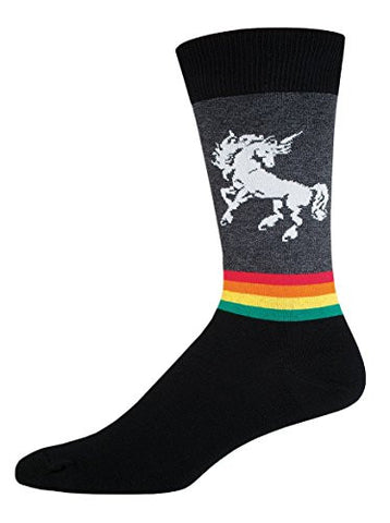Mens Crew Socks Over the Rainbow, Charcoal Heather