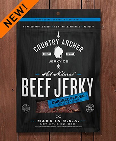 COUNTRY ARCHER, BEEF JERKY CRACKED PEPPER 3OZ