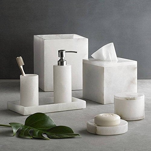 Alabaster Bath Acc - Cotton Jar
Alabaster Bath Acc - Lotion Dispenser
Alabaster Bath Acc - Soap Dish
Alabaster Bath Acc - Tumbler
Alabaster Bath Acc - Tissue Holder
Alabaster Bath Acc - Tray
Alabaster Bath Acc - Waste Basket