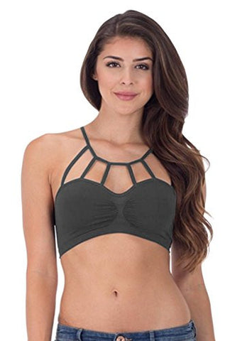 Strappy Caged Bra - Charcoal