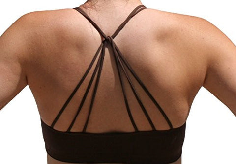 Seamless Strappy Back Halter Bralette - Dark Brown (One Size)