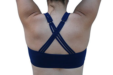 Strappy Criss-Cross Back Comfort Sports Bra - Navy (One Size)