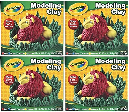 Modeling Clay, Four 1/4-lb. pcs. - Red, Yellow, Blue, Green