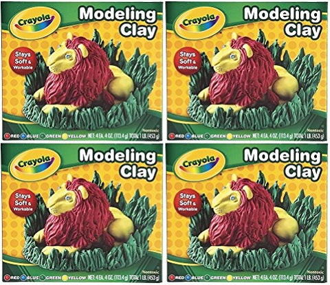 Modeling Clay, Four 1/4-lb. pcs. - Red, Yellow, Blue, Green