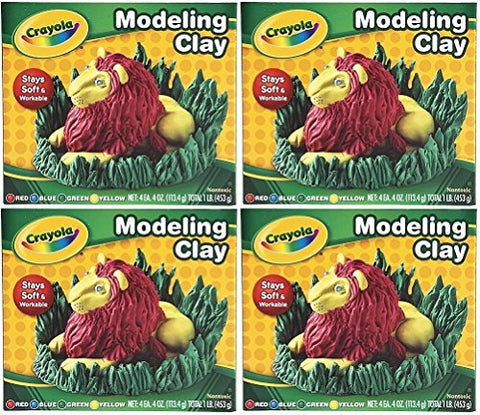 Modeling Clay, Four 1/4-lb. pcs. - Red, Yellow, Blue, Green