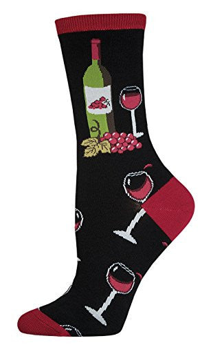 Ladies Wine Scene Novelty Sock, Black