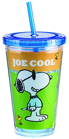 Peanuts Joe Cool 18 oz. Travel Acrylic Cup, 4 x 4 x 6.25" h