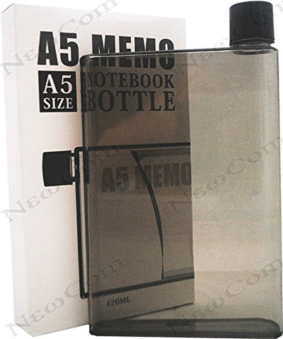420Ml Portable Stylish A5 Notebook Flat Bottle Bpa Free Memobottle Travel Cup Plastic Water Bottle Drinkware