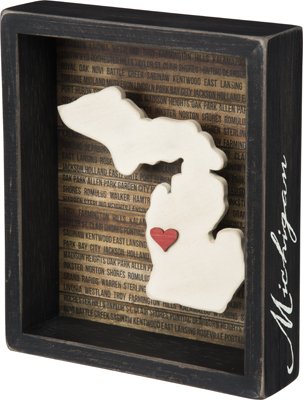 Box Sign - Michigan, 6.75" x 8" (Paper, Wood)