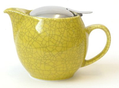 ROUND TEAPOT-M-Crackle Yellow
