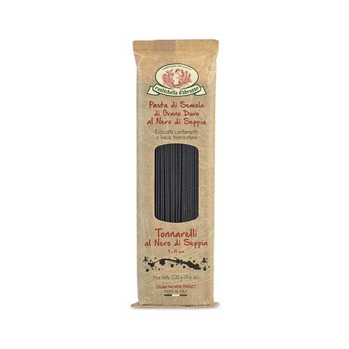 Rustichella d'Abruzzo Pasta, Flavored No Egg, Tonnarelli with Squid Ink, 500 gr/1.1 lb