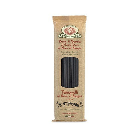 Rustichella d'Abruzzo Pasta, Flavored No Egg, Tonnarelli with Squid Ink, 500 gr/1.1 lb