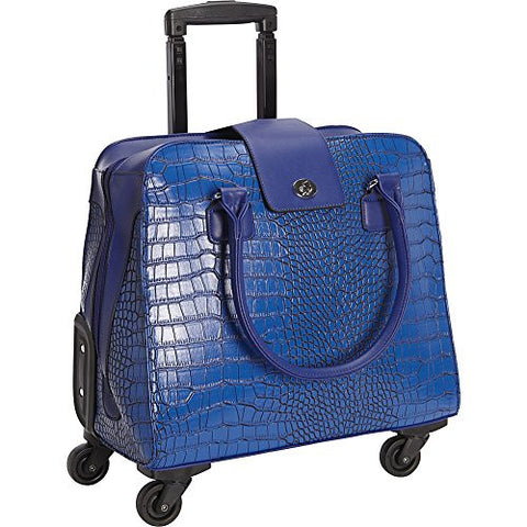 Harlequin Blue Crocodile Fashion Trolley Bag