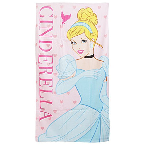 Disney Princess Cinderella Beach Towel - 140cm x 70cm (Pink / Blue)