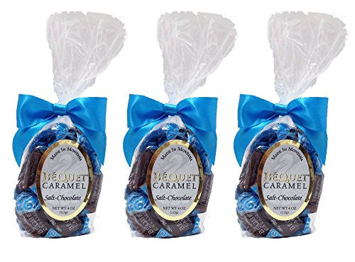 Bequet Caramels - Star-D Kosher - Gourmet Soft Caramels - Salt-Chocolate (3 pack) (4 oz each)