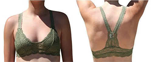 Lace Racerback Bralette - Olive (Medium/Large)