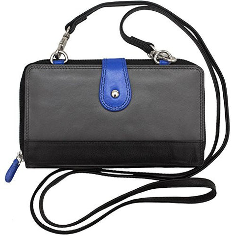 Color Block, Smart Phone Case With Zip Around Wallet,  Gray/ Cobalt/ Black