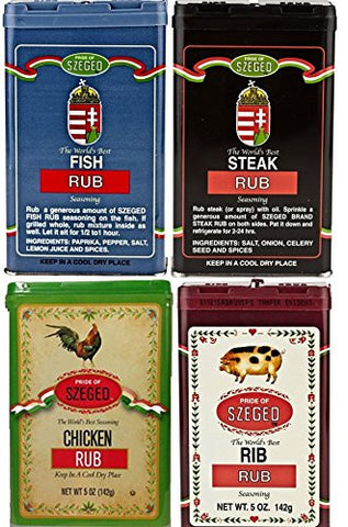 Szeged Seasoning 4-Pack (Chicken, Fish, Steak, Rib), 5 oz
