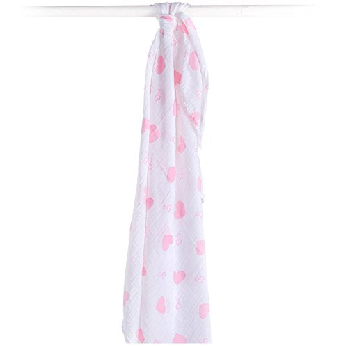 Cotton Muslin Swaddle - Sweet Heart, 47"x47"