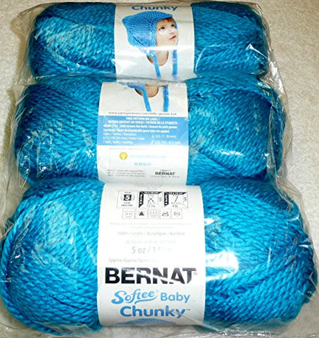 Bernat Softee Baby Chunky Yarn - Solid Blue Lagoon 155 Yards 5 OZ