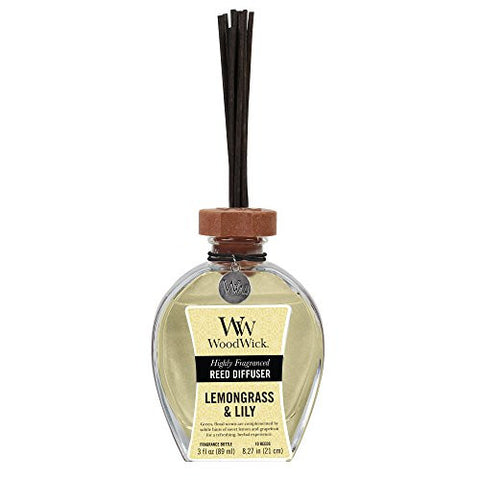 WoodWick Lemongrass & Lily 3.0 oz Reed Diffuser, 3.25” x 1.75” x 8.25”