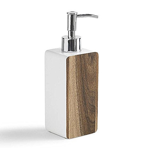 Habitat: Lotion Dispenser, (Acacia Wood and White)
