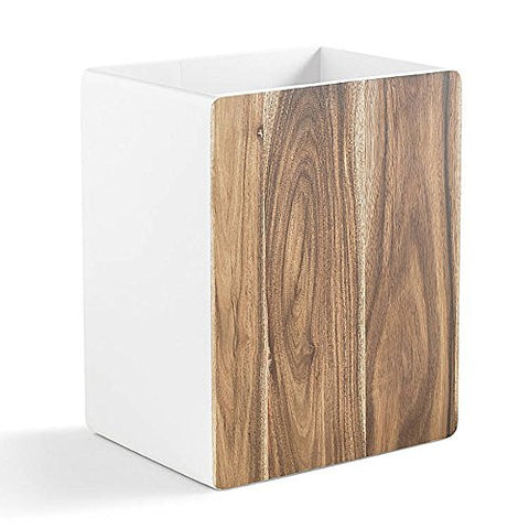 Habitat: Waste Basket, (Acacia Wood and White)