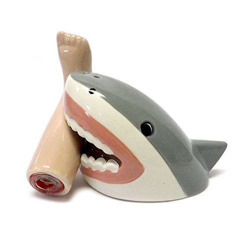 Shark and Foot Salt & Pepper, Pair, Gift Box, Ceramic, 3.75"