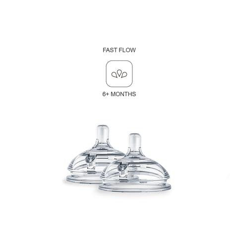 Natural Teat Silicone Nipples, Fast Flow, Clear, 3 Hole (6+ mo)
