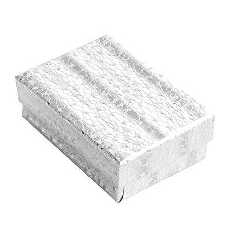 Cotton Filled Silver Box 3 1/4" x 2 1/4" x 1"