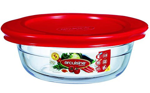 Arcuisine Round dish with plastic lid 6”, 12 Onces