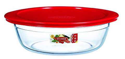 Arcuisine Round dish with plastic lid 10”, 78 Ounces