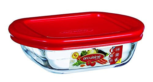Arcuisine Square dish with plastic lid 6X5X2 | 10 Ounces