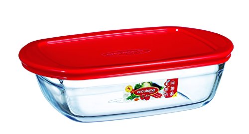 Arcuisine Rectangular dish w/ plastic lid 9.5X6X2.5 37.2 oz