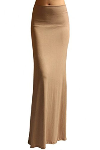 Azules Women'S Rayon Span Maxi Skirt - Solid (Cocoa / Small)