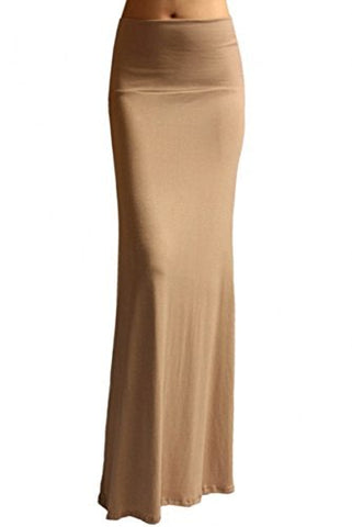 Azules Women'S Rayon Span Maxi Skirt - Solid (Cocoa / X-Large)