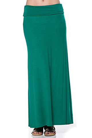 Azules Women's Rayon Span Maxi Skirt - Solid (Forrest Green / Small)