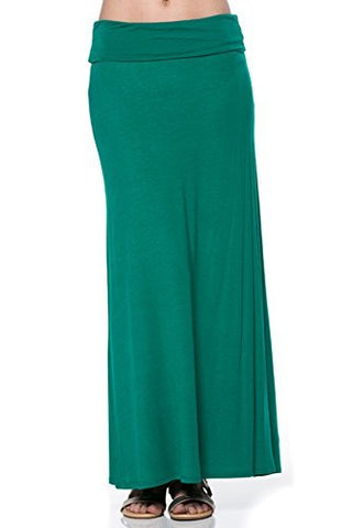 Azules Women's Rayon Span Maxi Skirt - Solid (Forrest Green / X-Large)