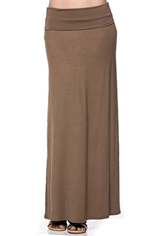Azules Women'S Rayon Span Maxi Skirt - Solid (True True Coffee / Small)