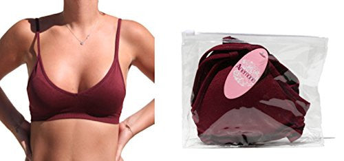 Anemone Popular Deep V neck Bra and Adjustable Straps w/ Traveling Kit (Wine)