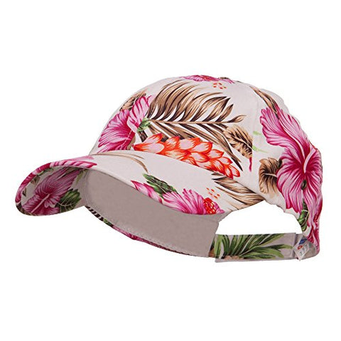 MG, Low Profile Cotton Floral Cap - Pink (fitting up to size 7 1/2)