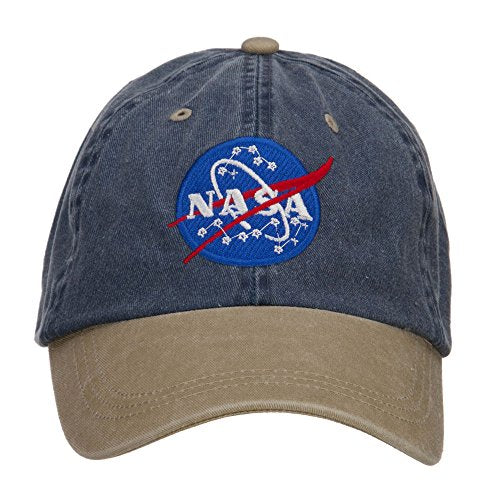 MG:e4Hats, NASA Insignia Embroidered Washed Two Tone Cap - Navy Khaki (fitting up to XL)